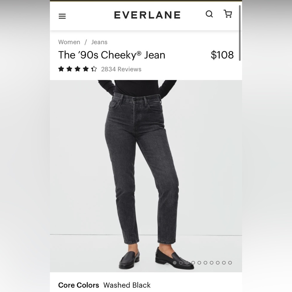 Everlane The ’90s Cheeky® Jean. Size 27 Regular. Washed Black.